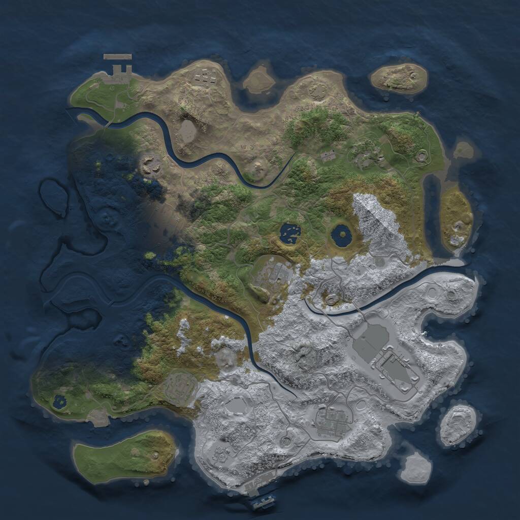 Rust Map: Procedural Map, Size: 3700, Seed: 1924818112, 15 Monuments