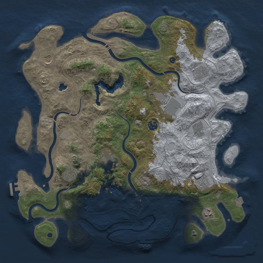 Rust Map: Procedural Map, Size: 4250, Seed: 531243047, 16 Monuments