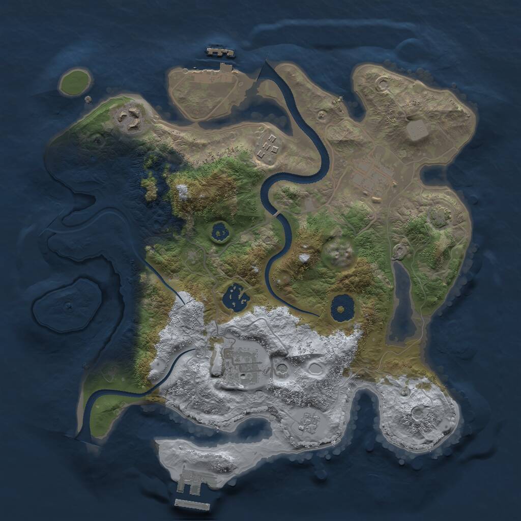 Rust Map: Procedural Map, Size: 3000, Seed: 1397050356, 11 Monuments