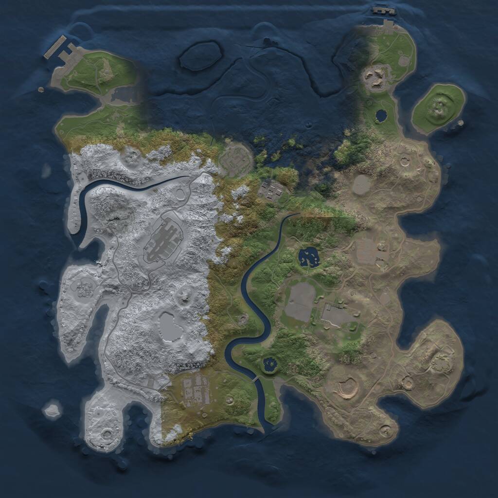 Rust Map: Procedural Map, Size: 3500, Seed: 678987, 15 Monuments