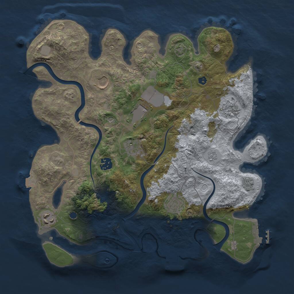 Rust Map: Procedural Map, Size: 3500, Seed: 266592449, 14 Monuments