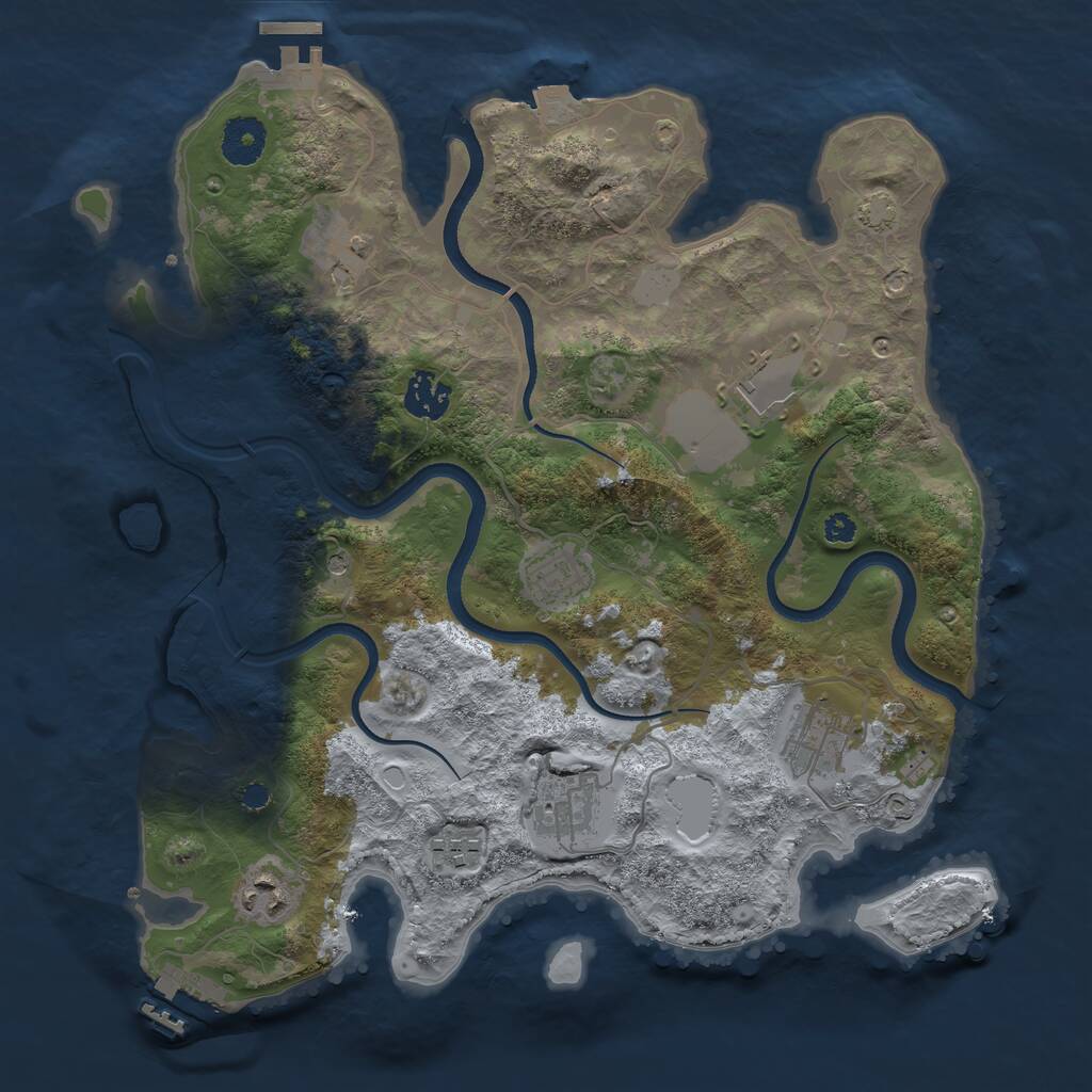 Rust Map: Procedural Map, Size: 3500, Seed: 485920, 13 Monuments