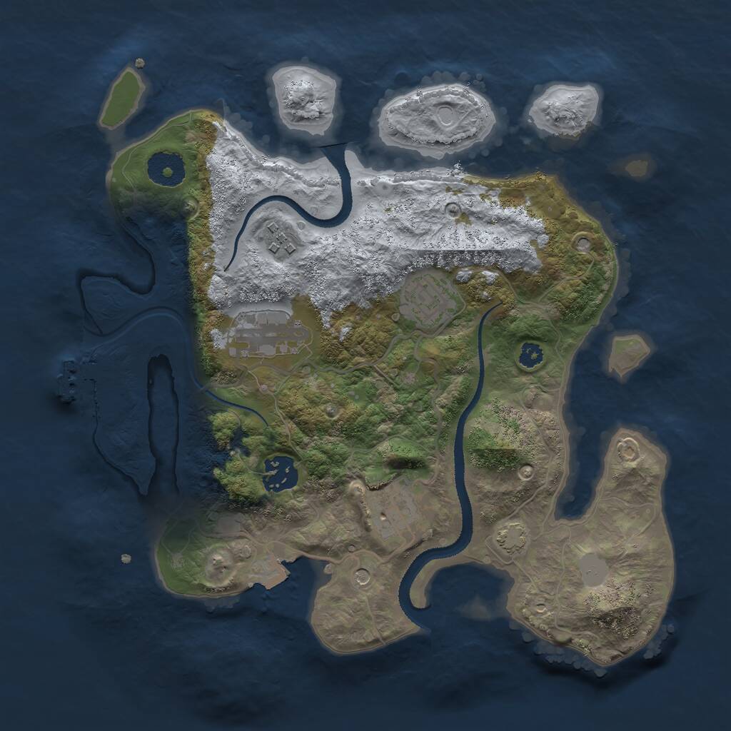 Rust Map: Procedural Map, Size: 3000, Seed: 2099127387, 9 Monuments