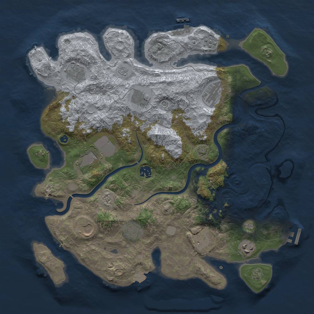 Rust Map: Procedural Map, Size: 3900, Seed: 27267, 16 Monuments