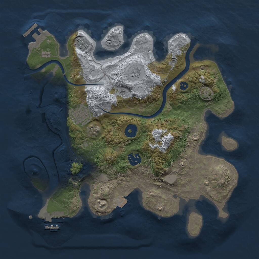 Rust Map: Procedural Map, Size: 3000, Seed: 365413, 9 Monuments