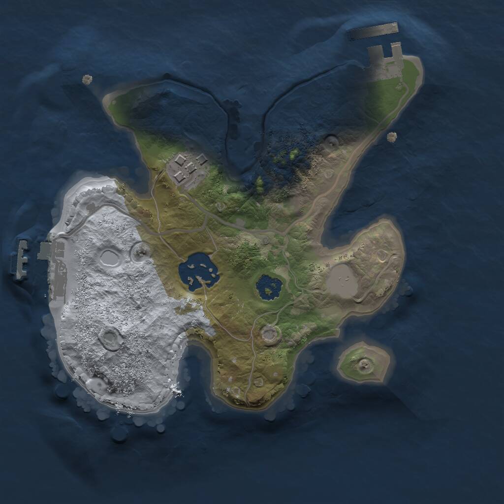 Rust Map: Procedural Map, Size: 2000, Seed: 394753, 5 Monuments