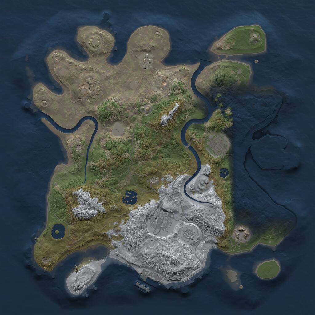 Rust Map: Procedural Map, Size: 3200, Seed: 73102026, 12 Monuments