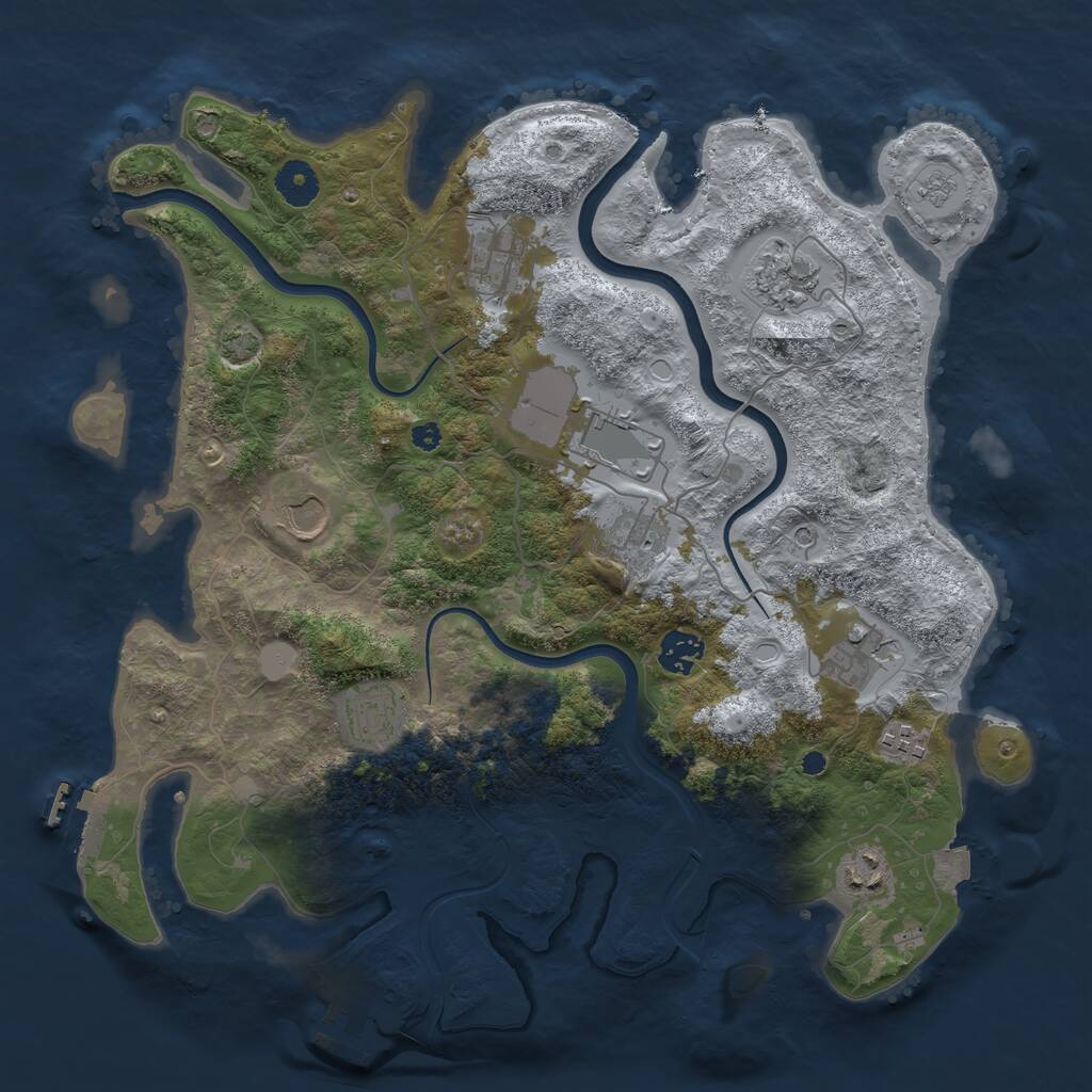 Rust Map: Procedural Map, Size: 3750, Seed: 850073003, 16 Monuments