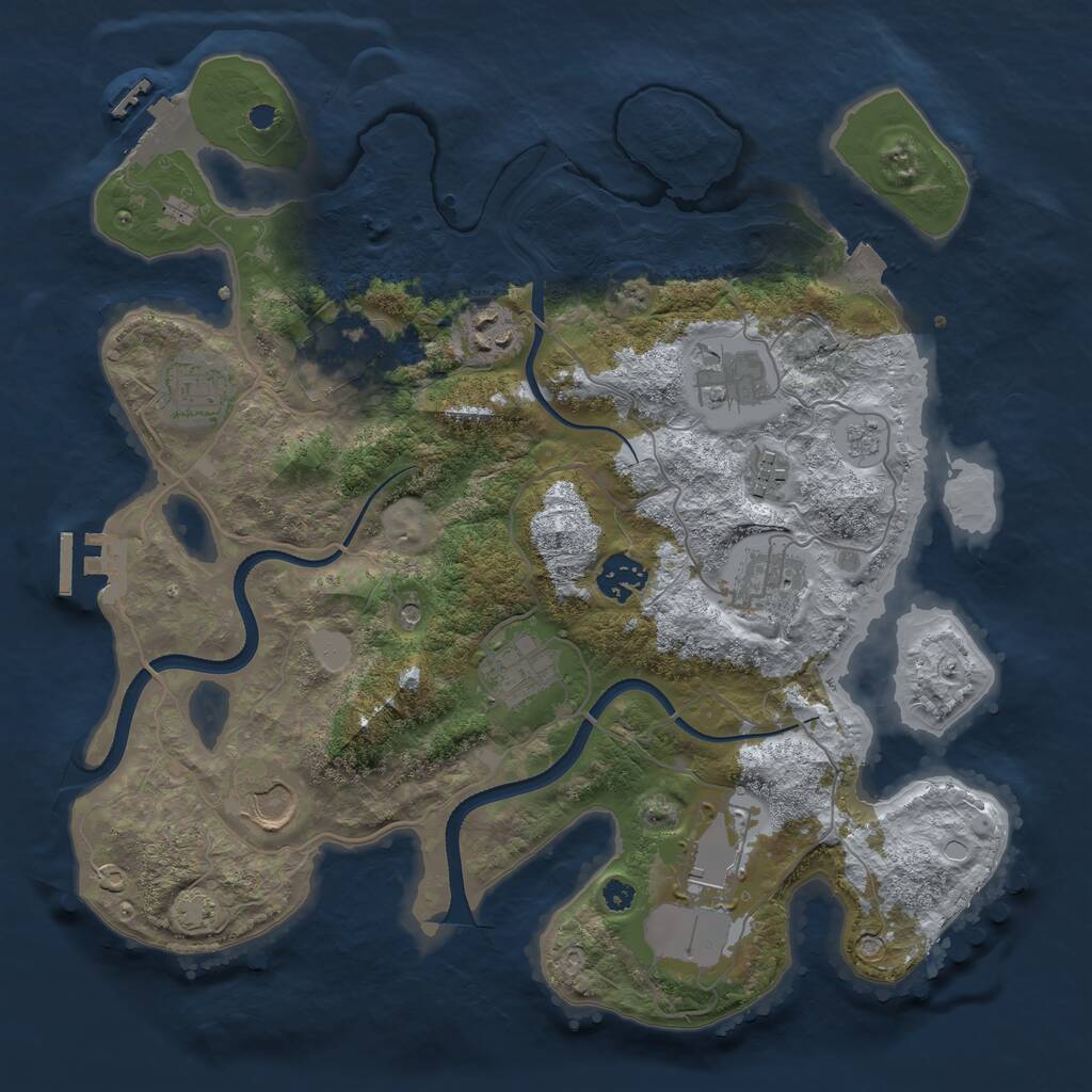 Rust Map: Procedural Map, Size: 3500, Seed: 491393596, 16 Monuments