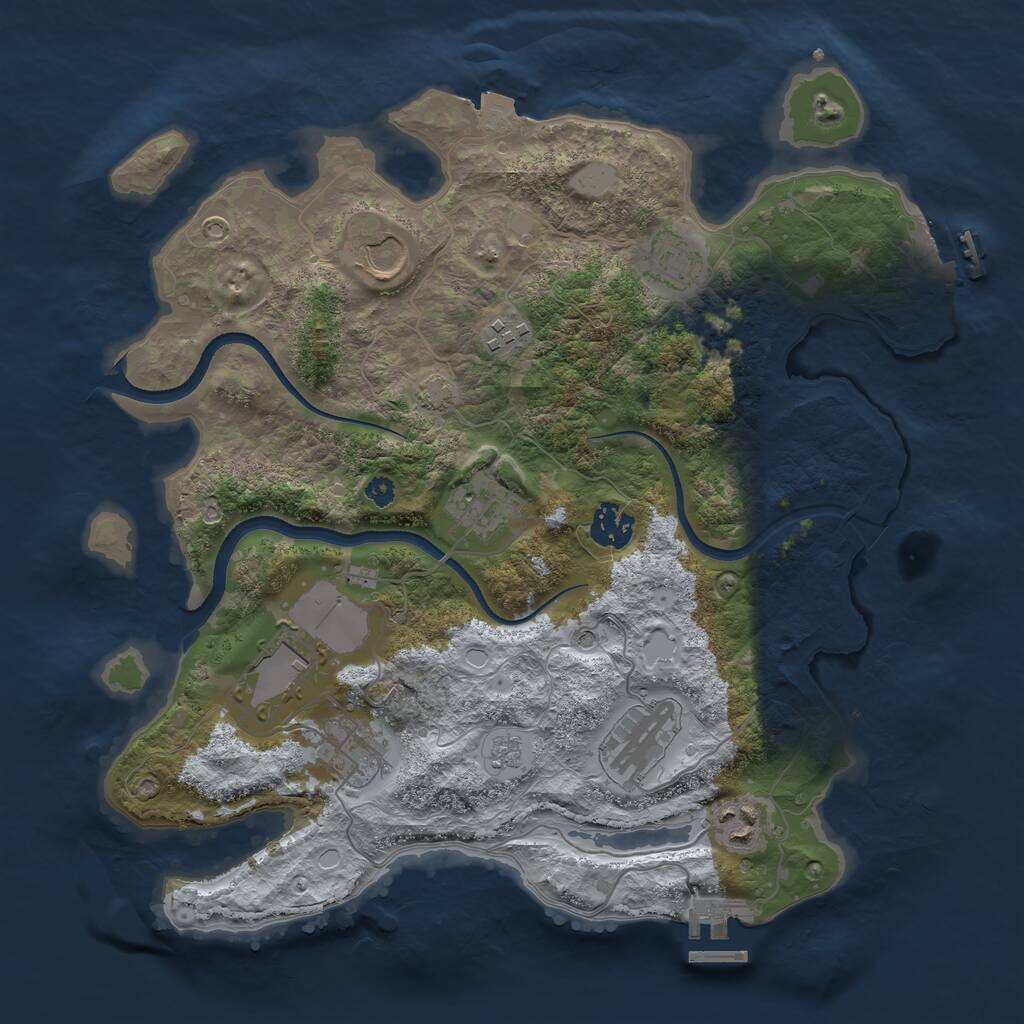Rust Map: Procedural Map, Size: 3500, Seed: 804823122, 15 Monuments