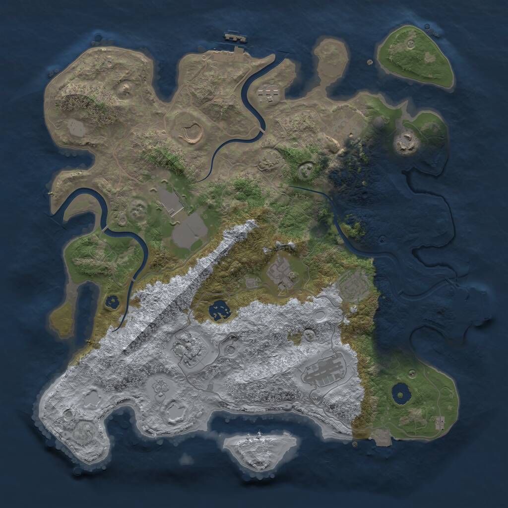 Rust Map: Procedural Map, Size: 3750, Seed: 1911724823, 16 Monuments