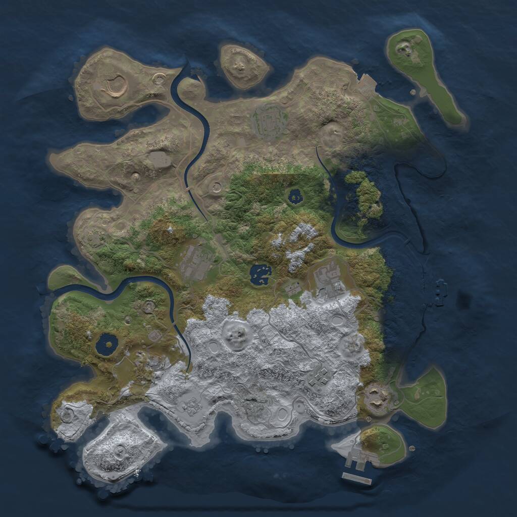 Rust Map: Procedural Map, Size: 3500, Seed: 1233987634, 14 Monuments