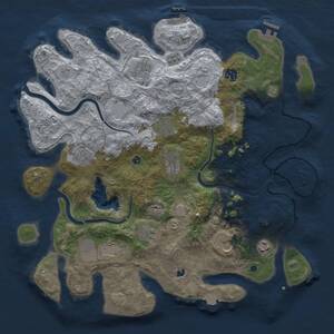 Thumbnail Rust Map: Procedural Map, Size: 4000, Seed: 91983669, 16 Monuments