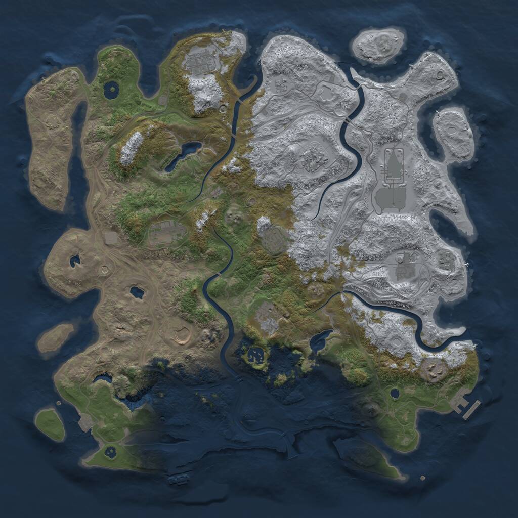 Rust Map: Procedural Map, Size: 4500, Seed: 2051669870, 17 Monuments