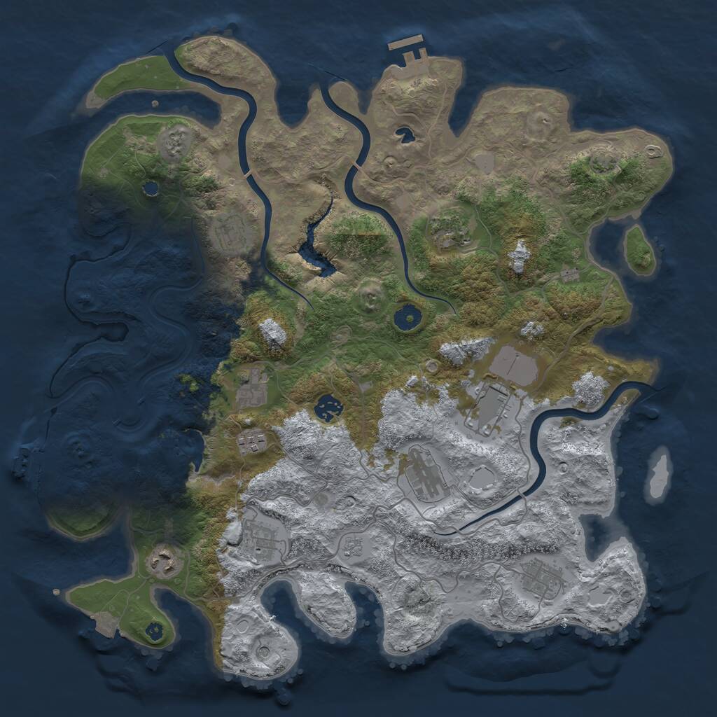 Rust Map: Procedural Map, Size: 4100, Seed: 1317271035, 16 Monuments