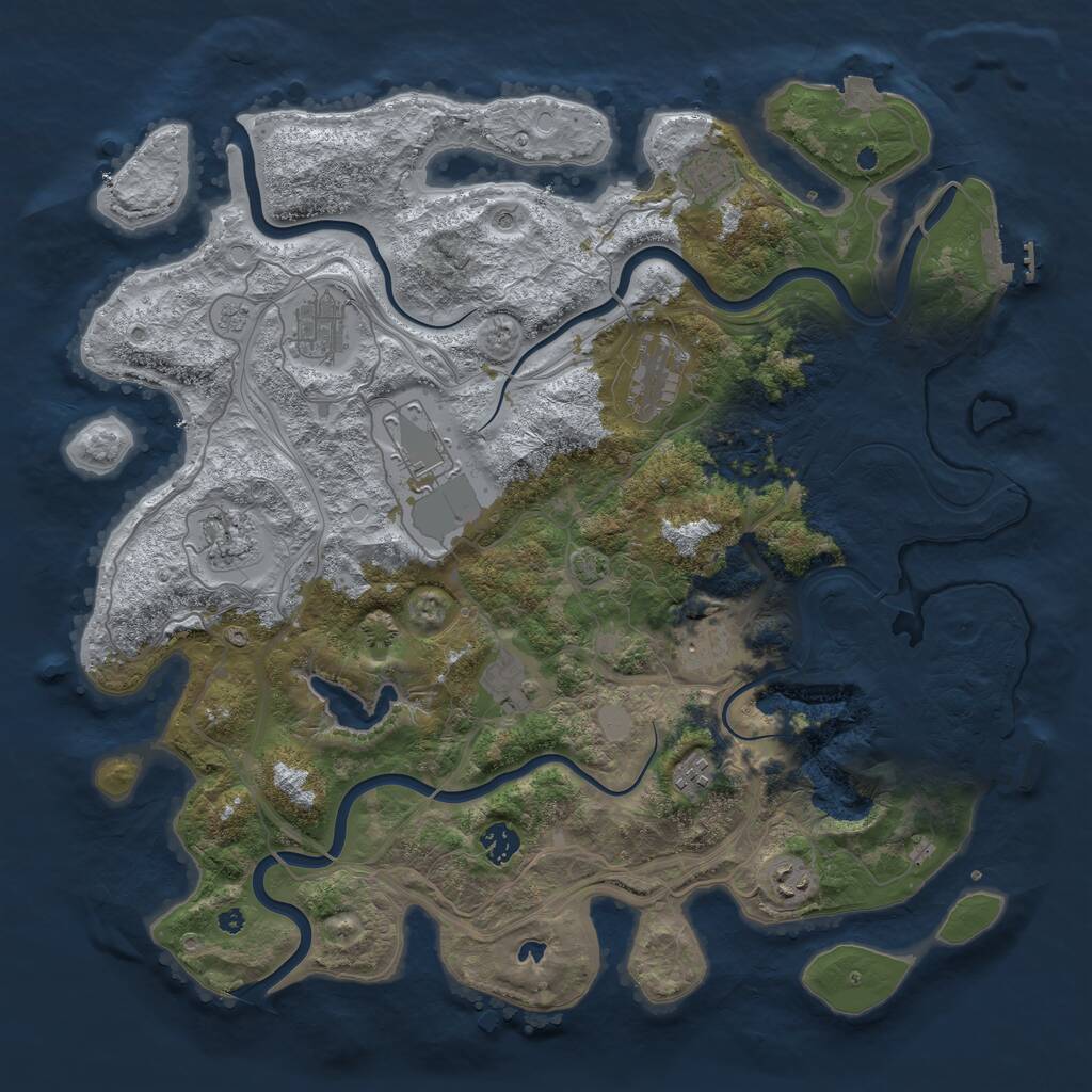 Rust Map: Procedural Map, Size: 4250, Seed: 28073, 16 Monuments