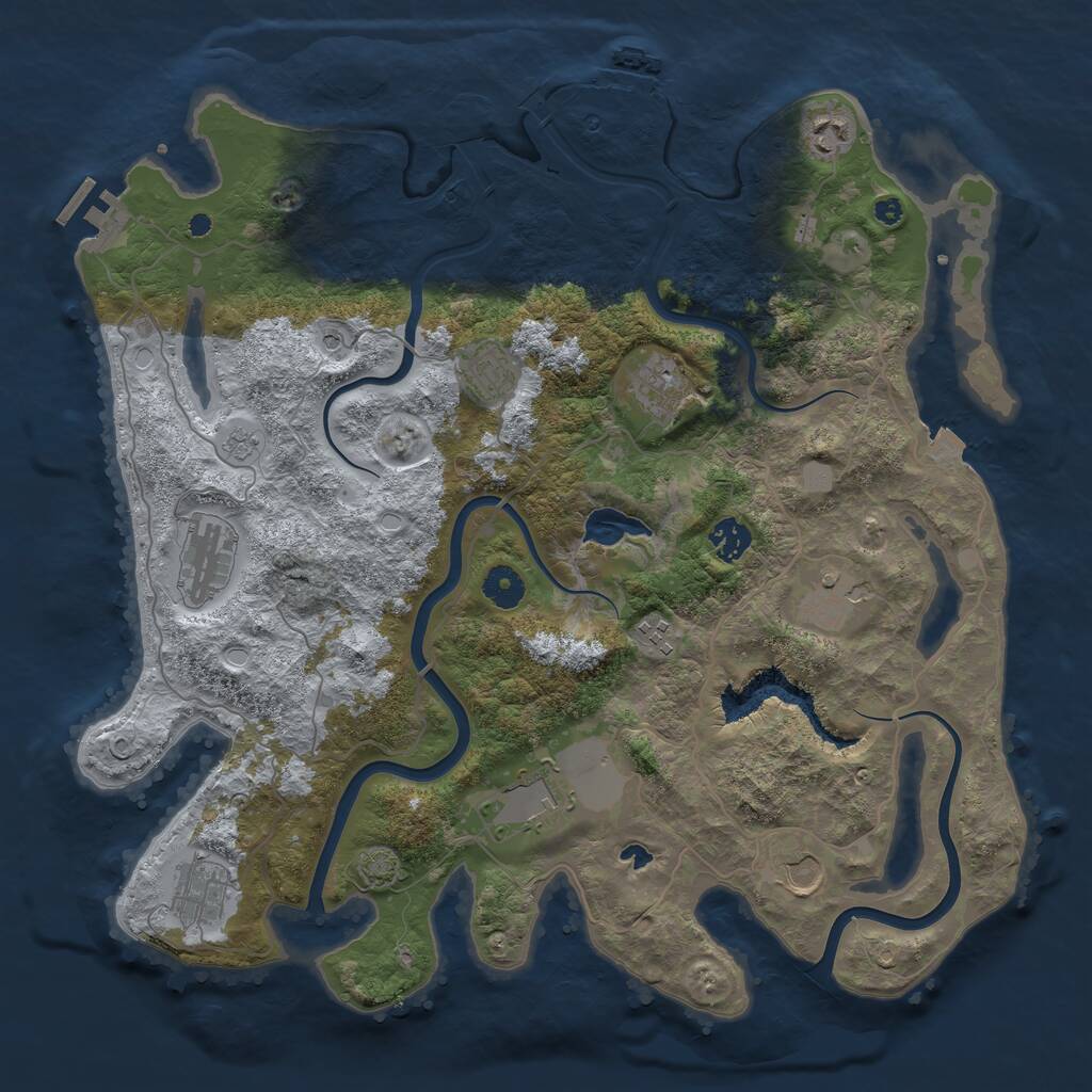 Rust Map: Procedural Map, Size: 4000, Seed: 1435623639, 16 Monuments