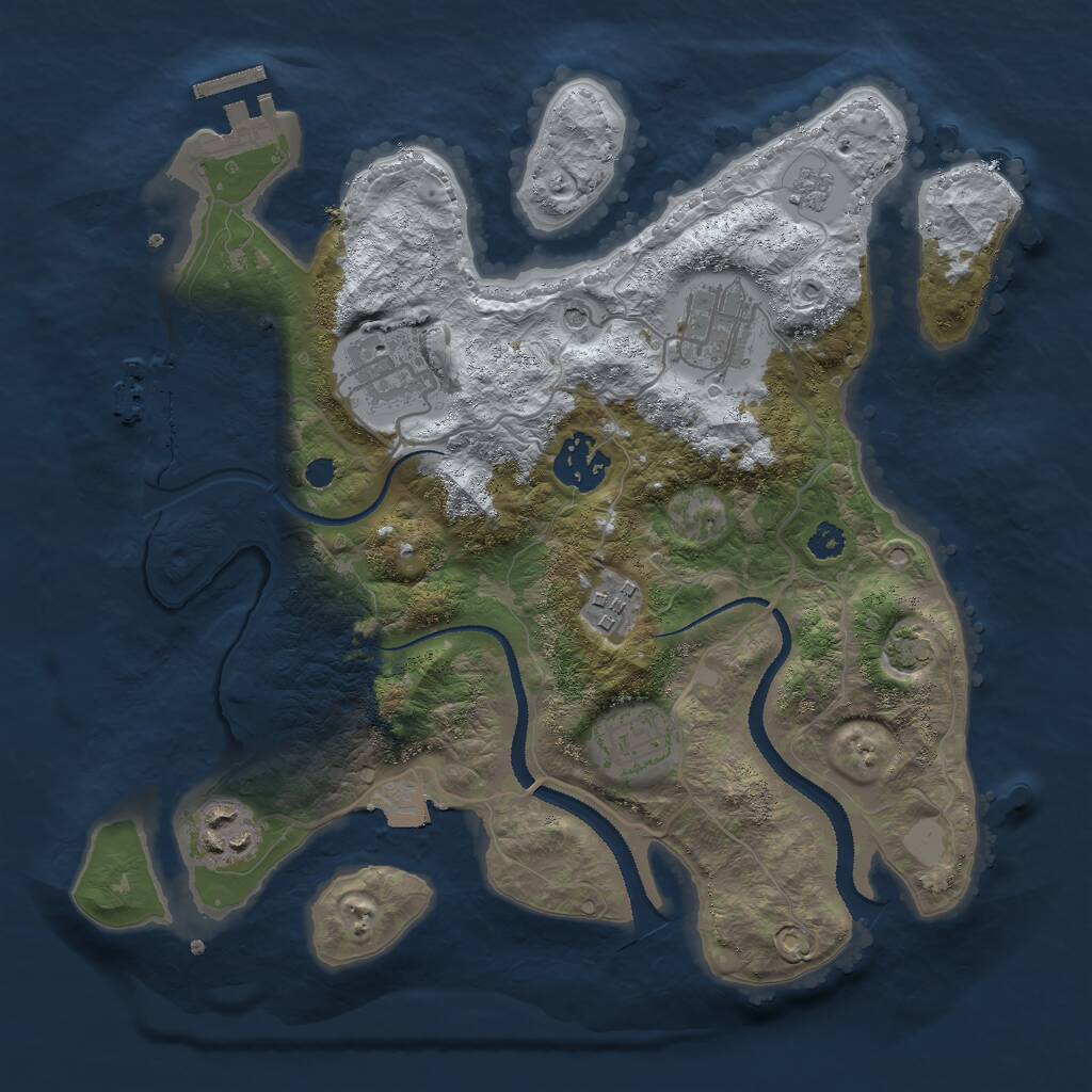 Rust Map: Procedural Map, Size: 3000, Seed: 1691913669, 12 Monuments