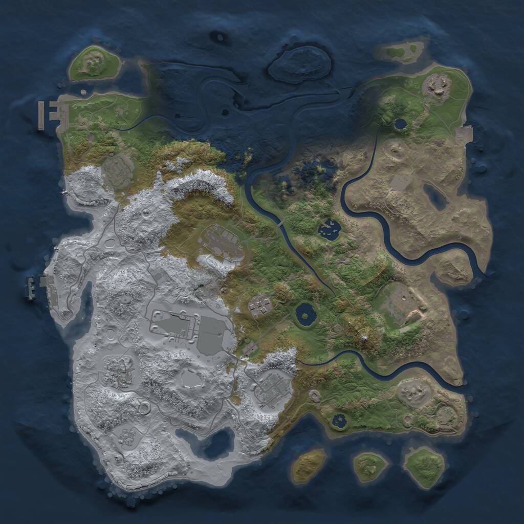 Rust Map: Procedural Map, Size: 3700, Seed: 1868595206, 15 Monuments
