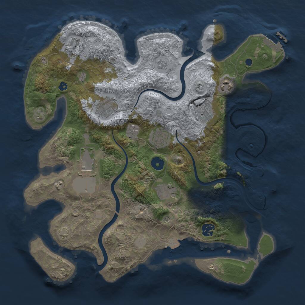 Rust Map: Procedural Map, Size: 3500, Seed: 8652425, 15 Monuments