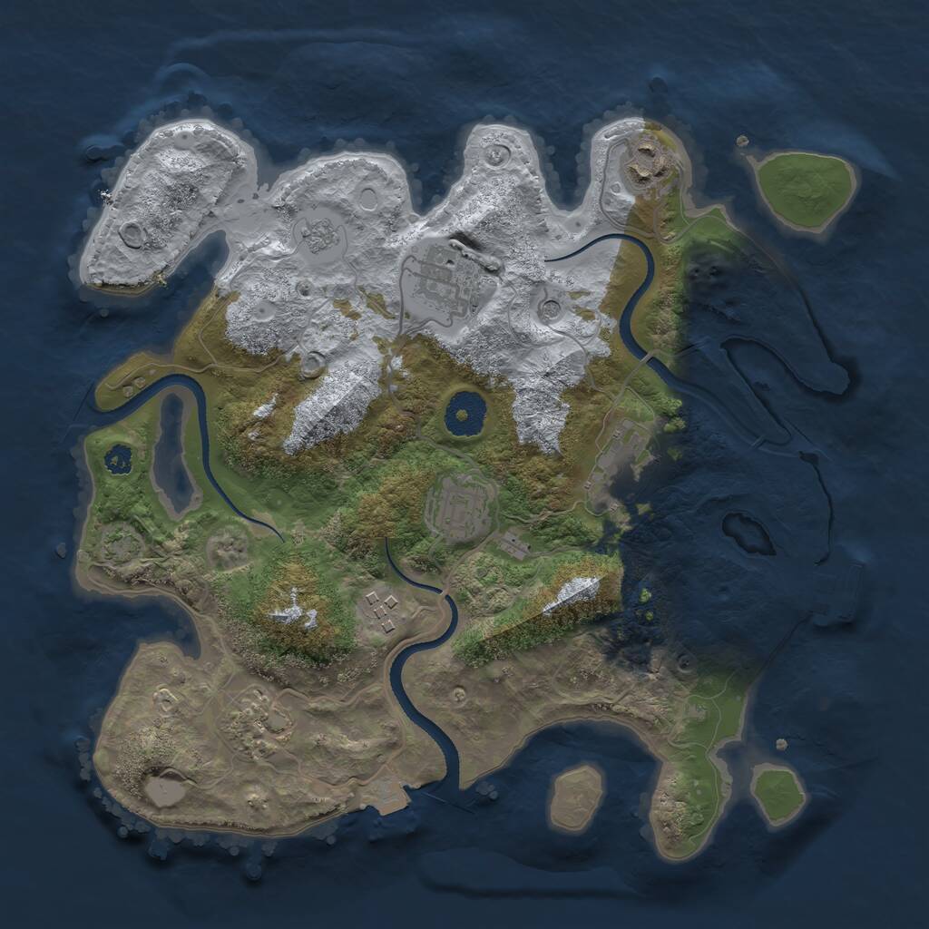 Rust Map: Procedural Map, Size: 3200, Seed: 600737301, 11 Monuments