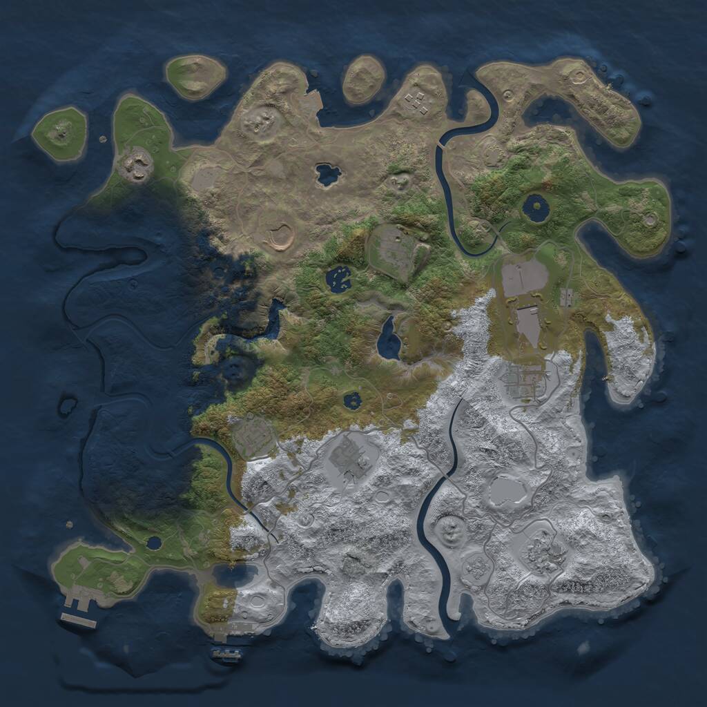 Rust Map: Procedural Map, Size: 4000, Seed: 133111046, 16 Monuments