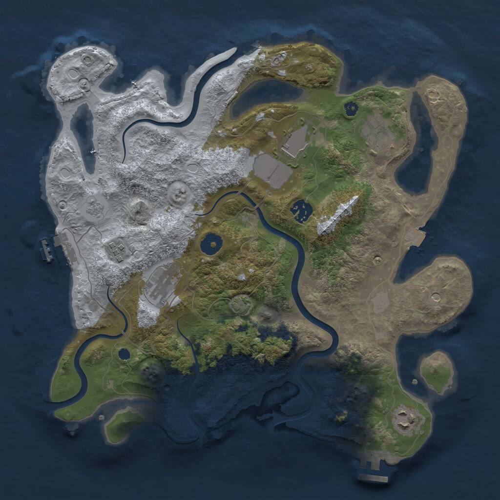 Rust Map: Procedural Map, Size: 3500, Seed: 963504590, 12 Monuments
