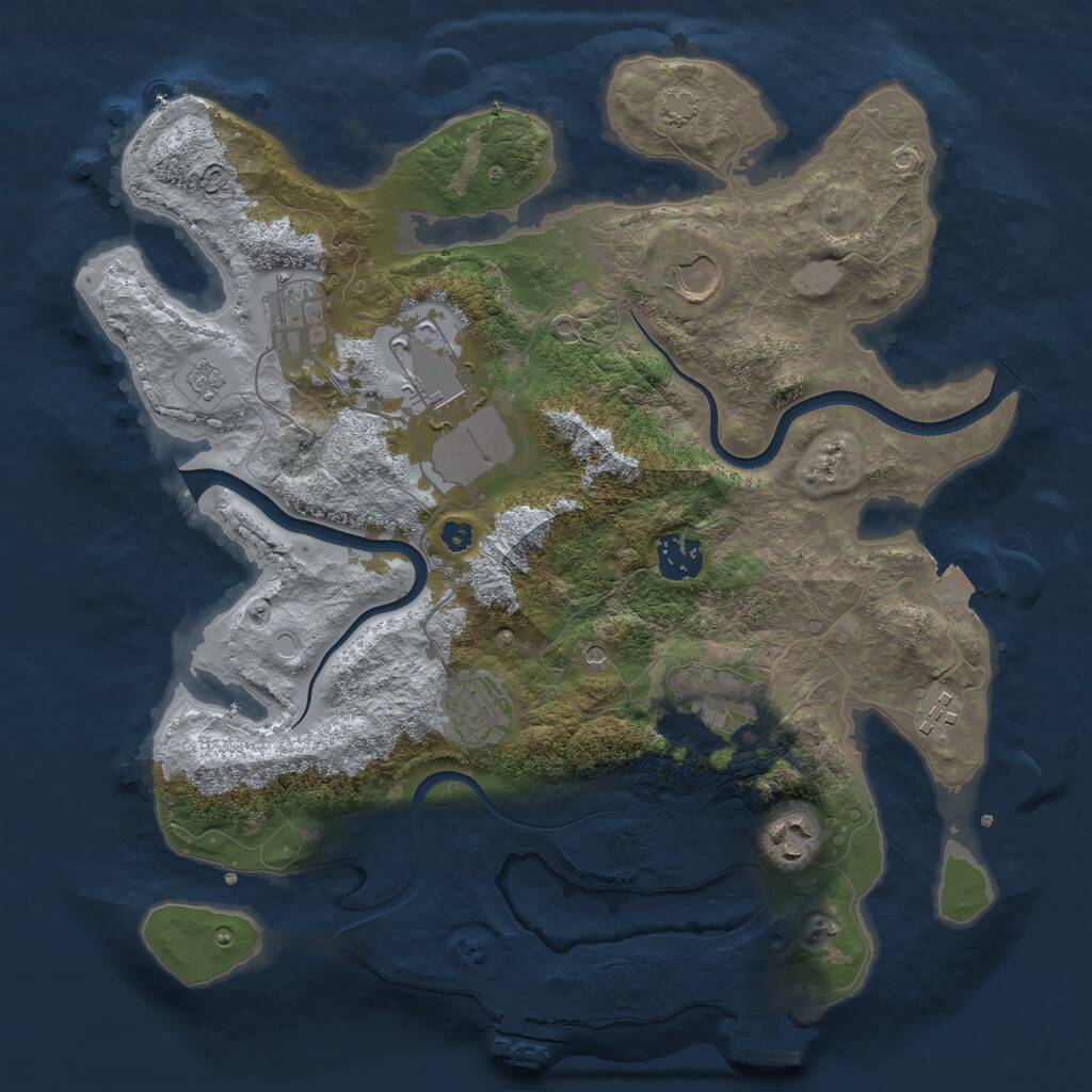 Rust Map: Procedural Map, Size: 3500, Seed: 1386690684, 14 Monuments