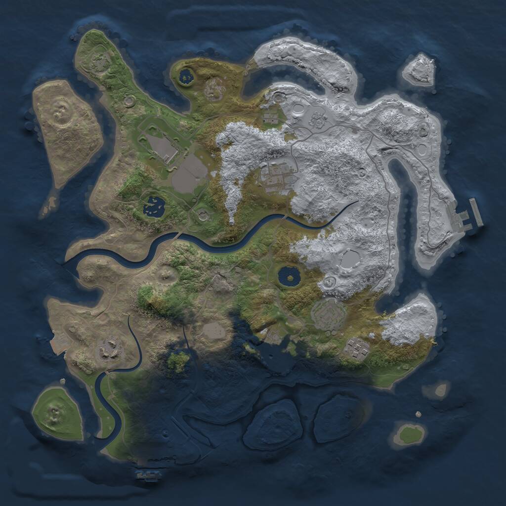 Rust Map: Procedural Map, Size: 3500, Seed: 1555923052, 13 Monuments