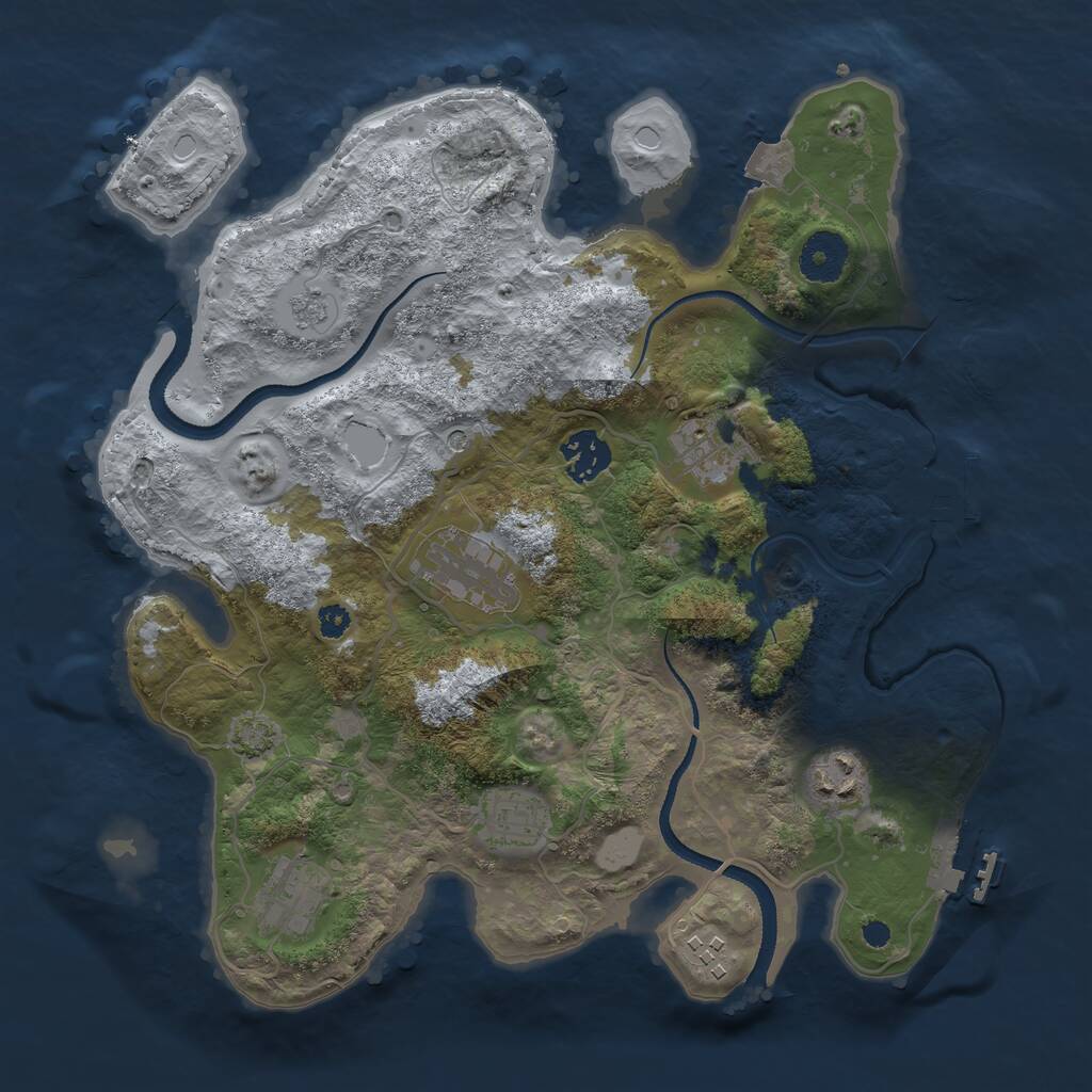 Rust Map: Procedural Map, Size: 3300, Seed: 1169472581, 13 Monuments