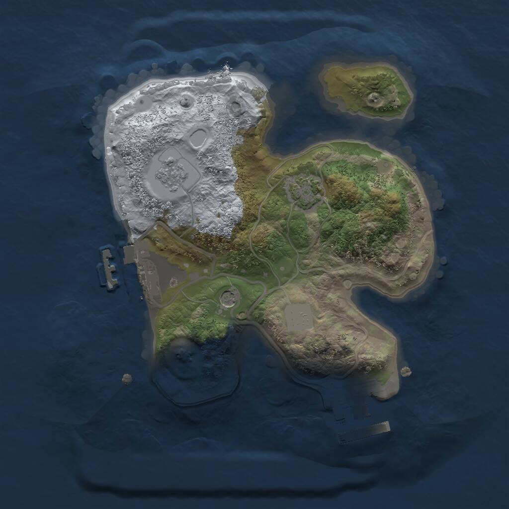 Rust Map: Procedural Map, Size: 2000, Seed: 1041951388, 6 Monuments