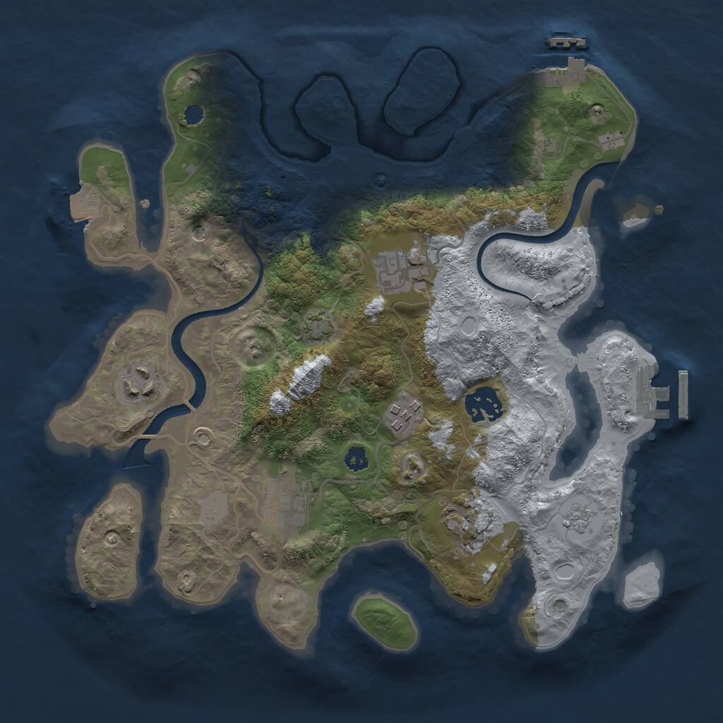Rust Map: Procedural Map, Size: 3000, Seed: 523553510, 12 Monuments