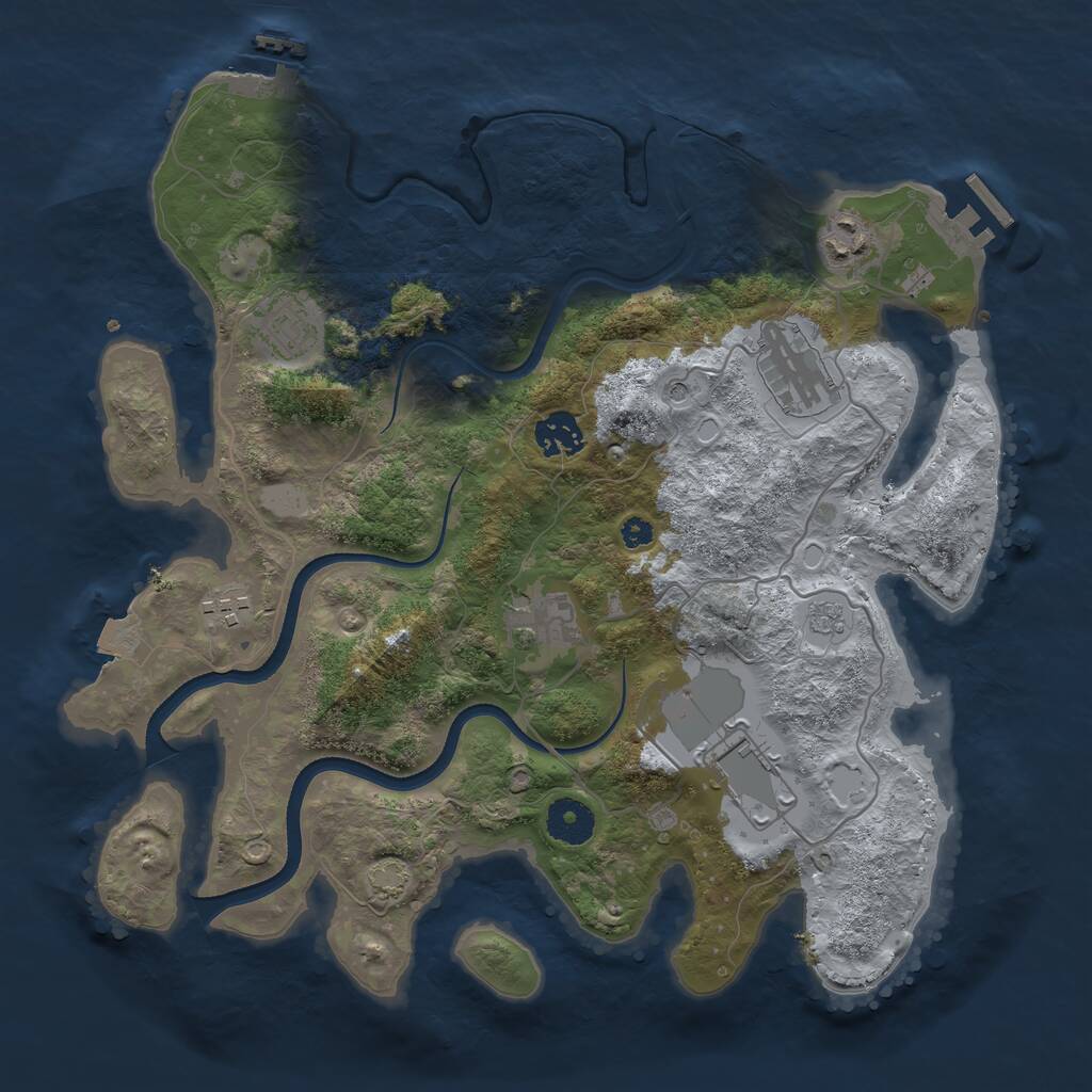 Rust Map: Procedural Map, Size: 3500, Seed: 523553510, 13 Monuments