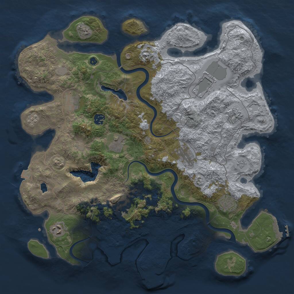 Rust Map: Procedural Map, Size: 4000, Seed: 2144864725, 16 Monuments