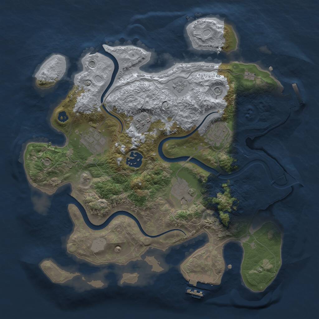 Rust Map: Procedural Map, Size: 3000, Seed: 2058735271, 11 Monuments