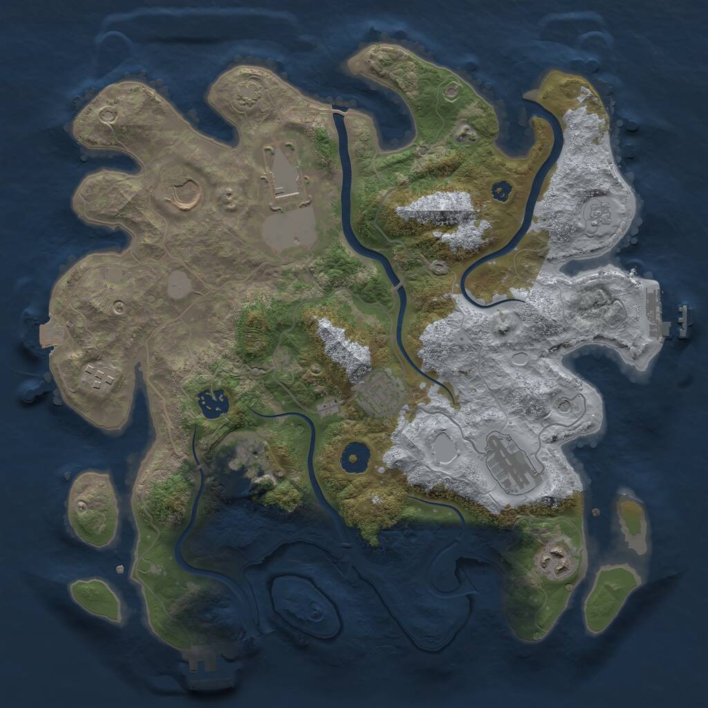 Rust Map: Procedural Map, Size: 3500, Seed: 374902169, 14 Monuments