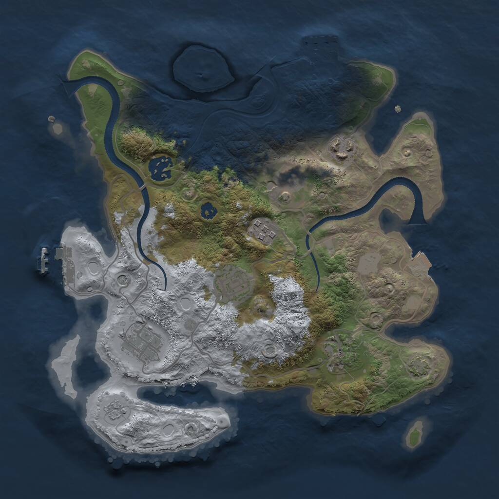 Rust Map: Procedural Map, Size: 3000, Seed: 1209100861, 13 Monuments
