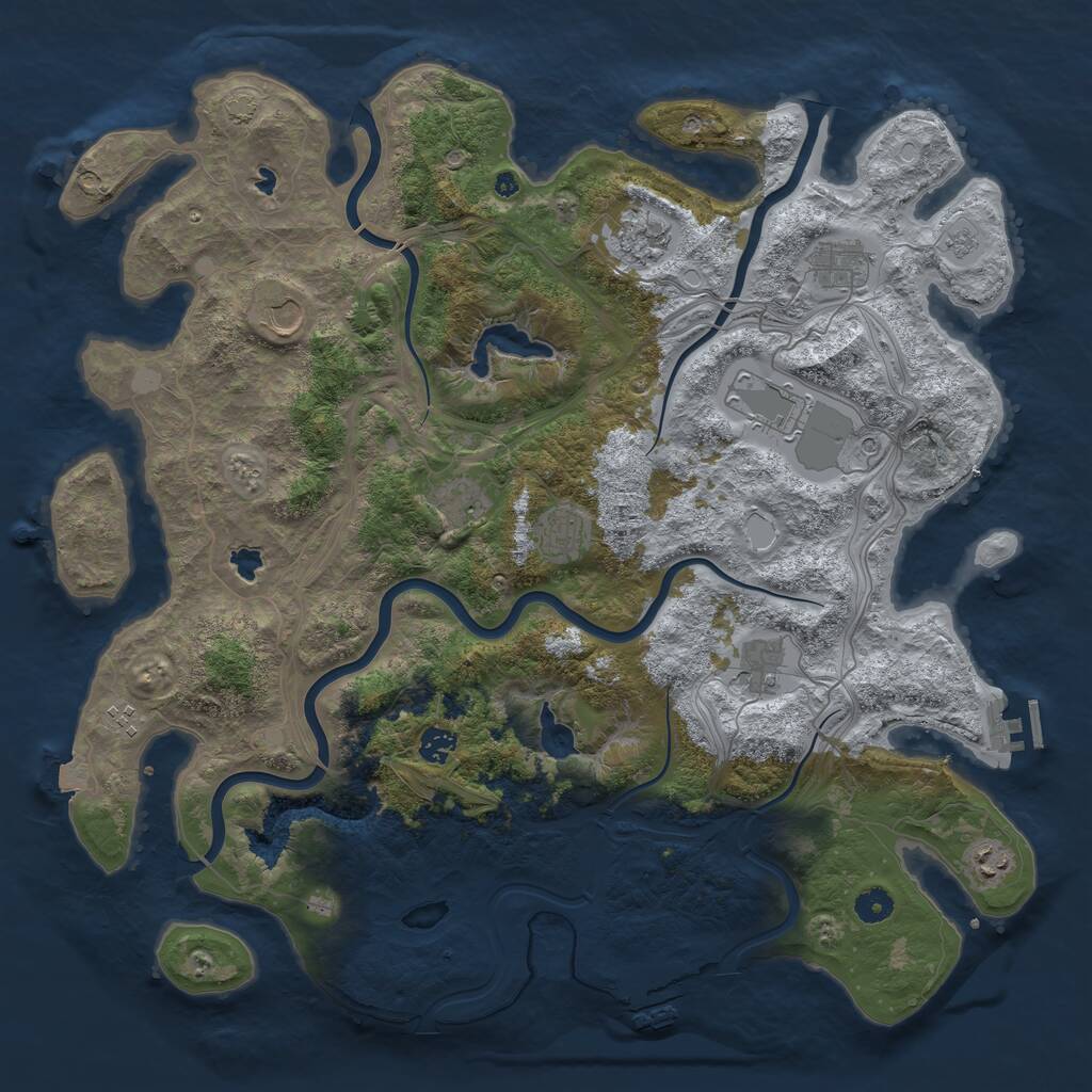 Rust Map: Procedural Map, Size: 4500, Seed: 1048093452, 16 Monuments