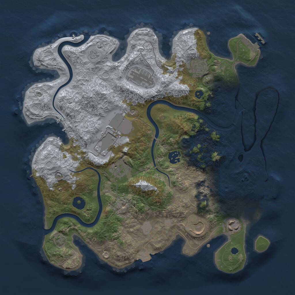Rust Map: Procedural Map, Size: 3500, Seed: 1818866789, 14 Monuments