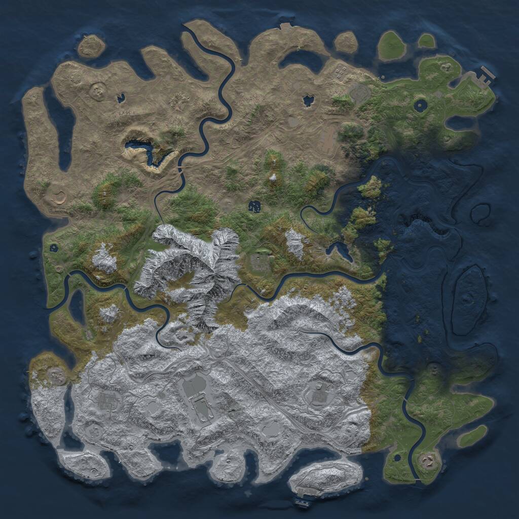 Rust Map: Procedural Map, Size: 6000, Seed: 656120241, 17 Monuments