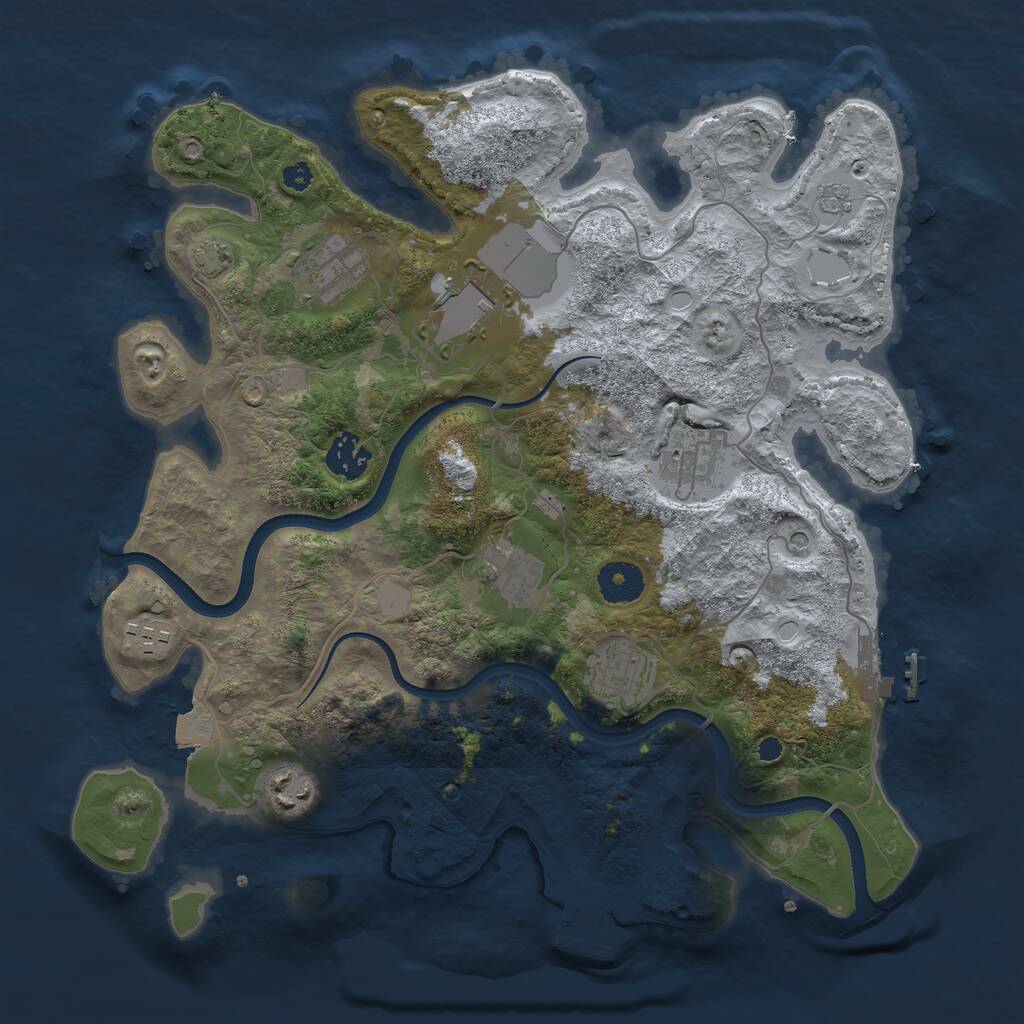 Rust Map: Procedural Map, Size: 3500, Seed: 69696869, 14 Monuments