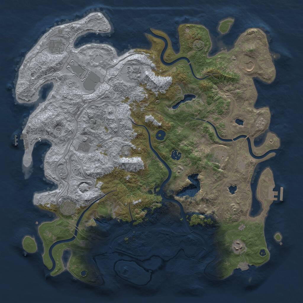 Rust Map: Procedural Map, Size: 4500, Seed: 990008773, 16 Monuments