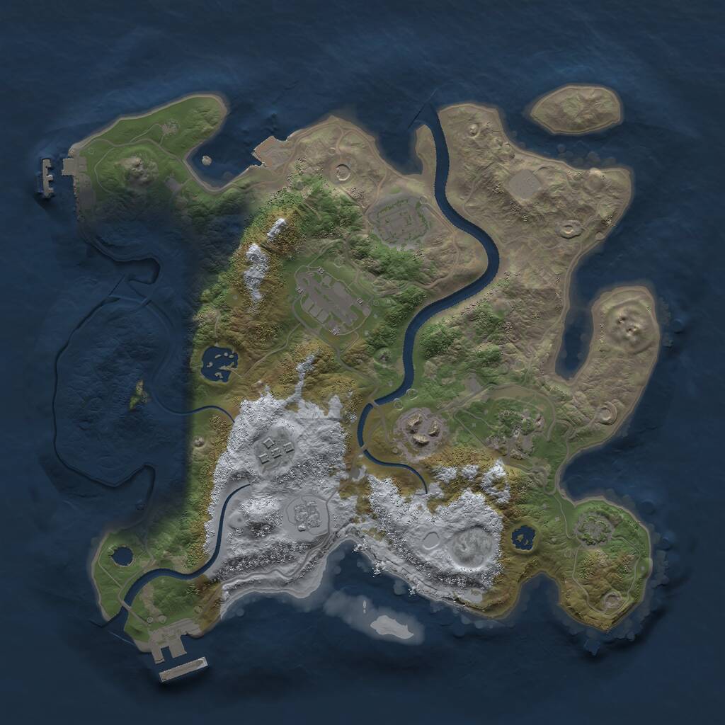 Rust Map: Procedural Map, Size: 3000, Seed: 1433588723, 12 Monuments