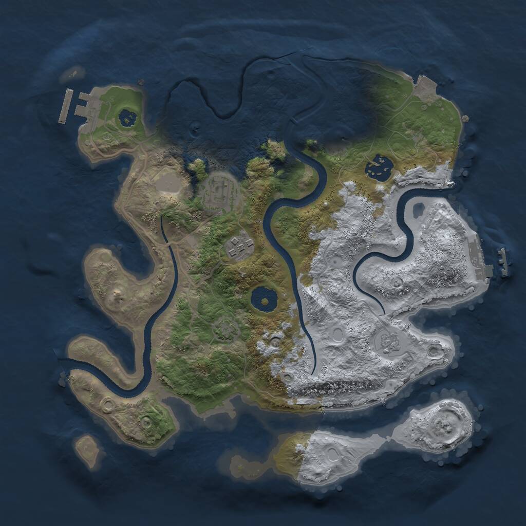 Rust Map: Procedural Map, Size: 3000, Seed: 44444444, 8 Monuments