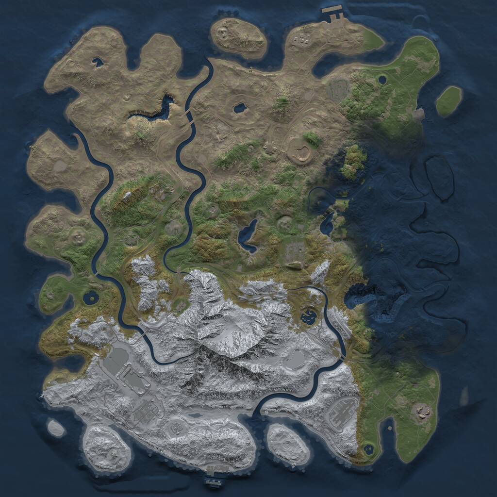Rust Map: Procedural Map, Size: 5000, Seed: 45456547, 16 Monuments