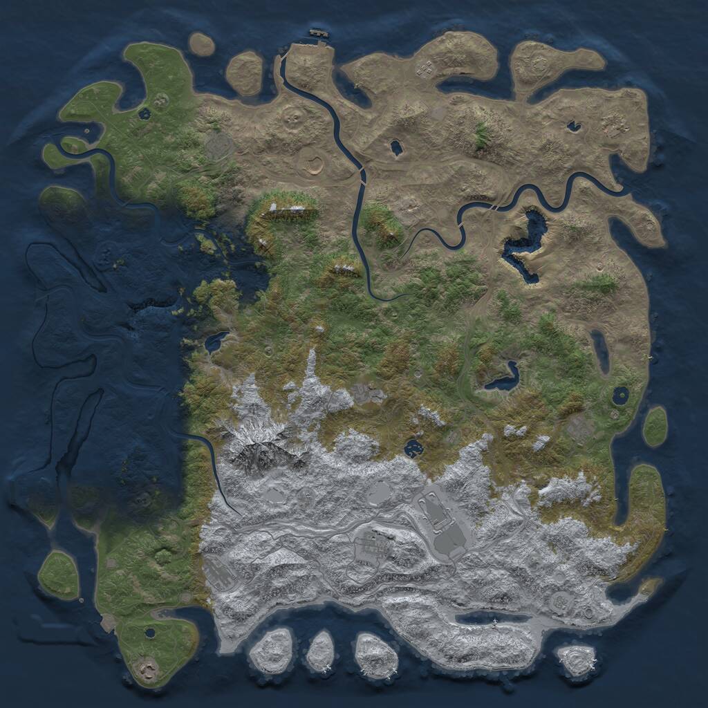 Rust Map: Procedural Map, Size: 6000, Seed: 1152846952, 17 Monuments