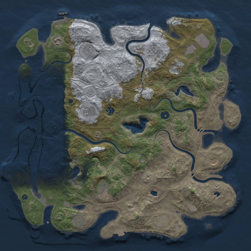 Rust Map: Procedural Map, Size: 4500, Seed: 4517842, 17 Monuments