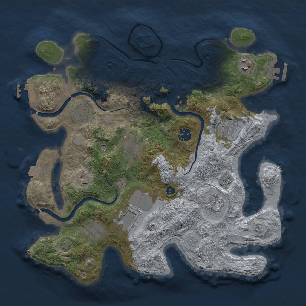 Rust Map: Procedural Map, Size: 3500, Seed: 1232638432, 15 Monuments