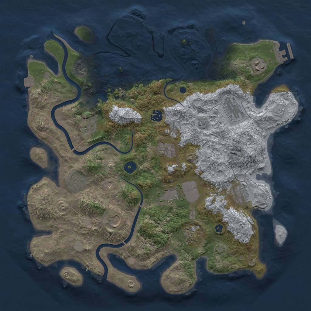 Rust Map: Procedural Map, Size: 3900, Seed: 1025374263, 17 Monuments