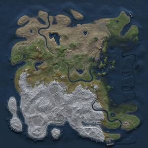 Thumbnail Rust Map: Procedural Map, Size: 4500, Seed: 73345561, 16 Monuments
